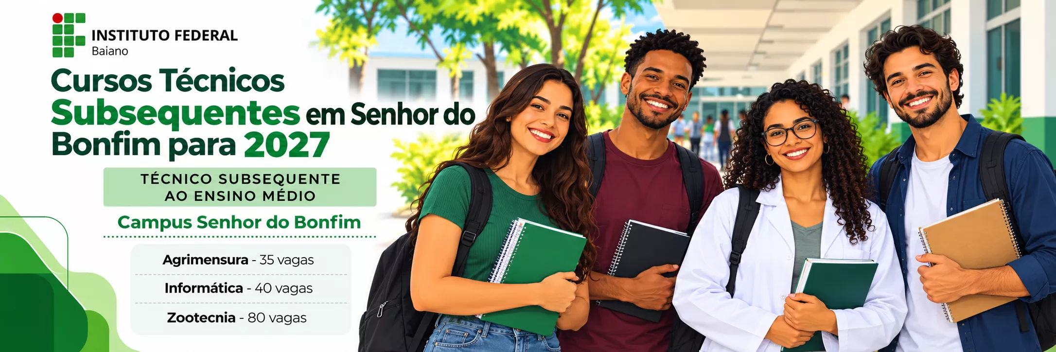 Cursos Técnicos Subsequentes 2027 – IF Baiano Campus Senhor do Bonfim: Agrimensura, Informática e Zootecnia