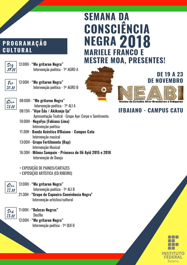 Cartaz - A4 - NEABI - SEMANA DA CONSCIÊNCIA NEGRA (Cultural)