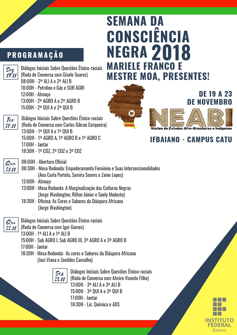 Cartaz - A4 - NEABI - SEMANA DA CONSCIÊNCIA NEGRA