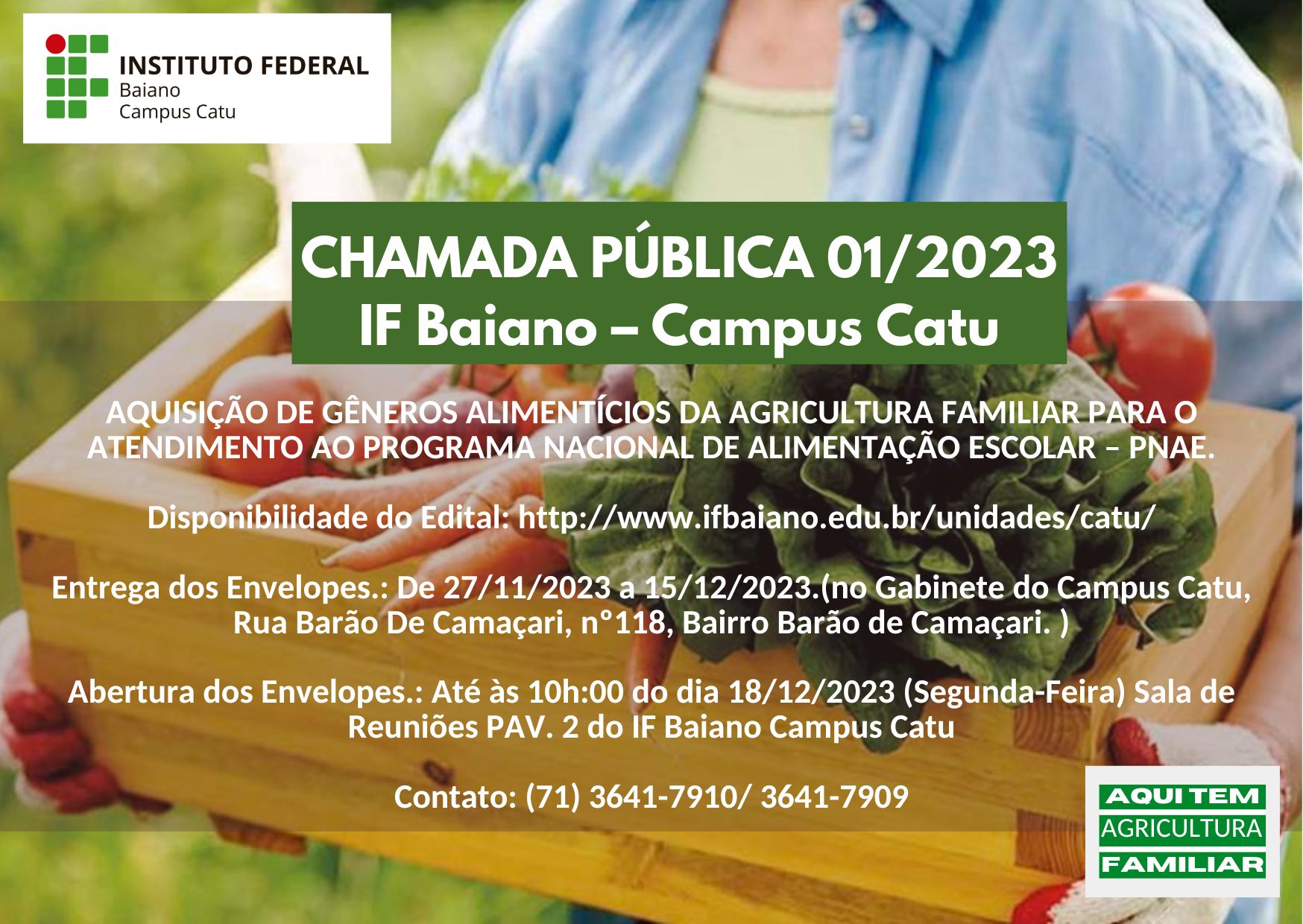 Chamada Pública 2021 - Compra da Agricultura Familiar — IFBA - Instituto  Federal de Educação, Ciência e Tecnologia da Bahia Instituto Federal da  Bahia