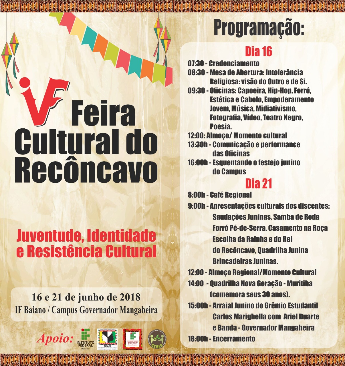 V Feira Cultural do Reconcavo - Programacao