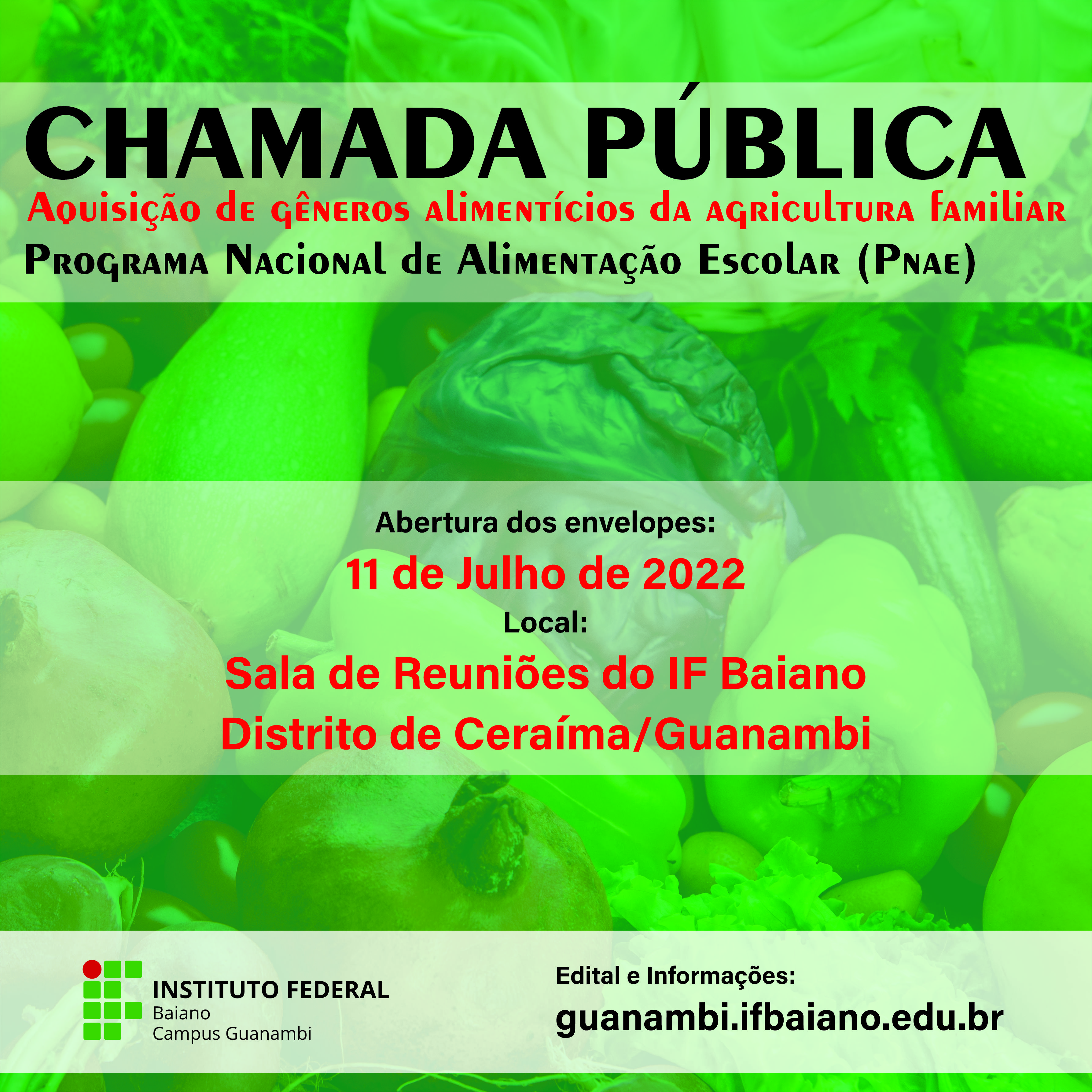 Chamada Pública 2021 - Compra da Agricultura Familiar — IFBA - Instituto  Federal de Educação, Ciência e Tecnologia da Bahia Instituto Federal da  Bahia