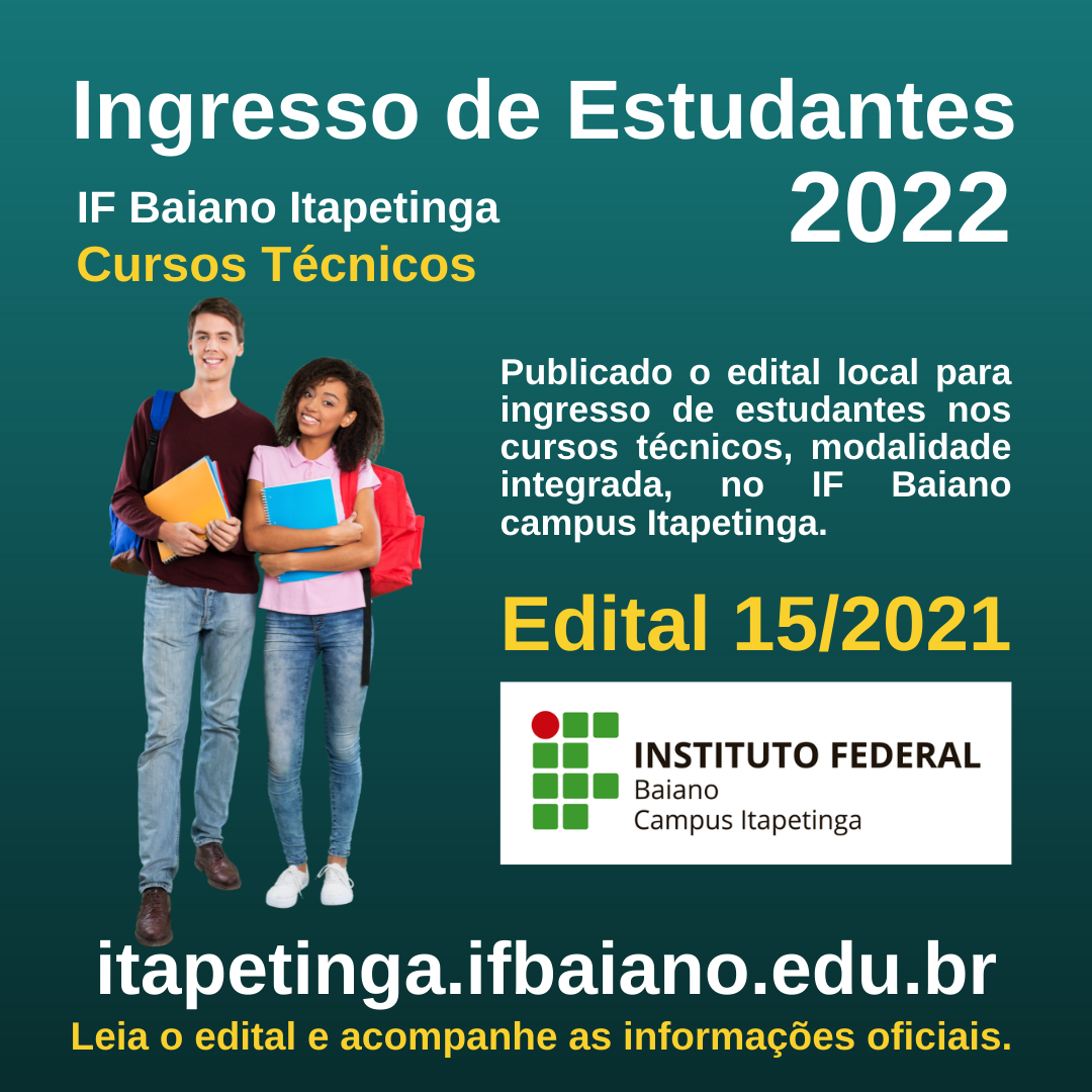 Banner Edital PAAE 2019 — IFBA - Instituto Federal de Educação, Ciência e  Tecnologia da Bahia Instituto Federal da Bahia
