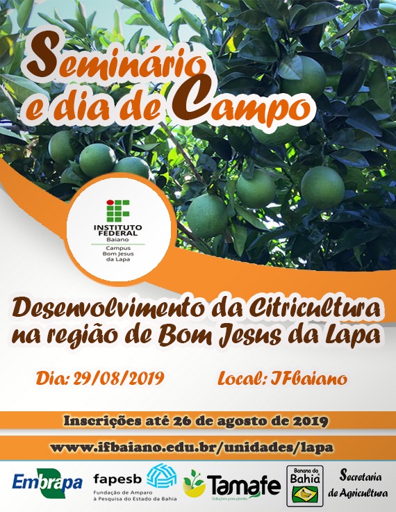 Cartaz do Seminário sobre Desenvolvimento da Citricultura na região de Bom Jesus da Lapa