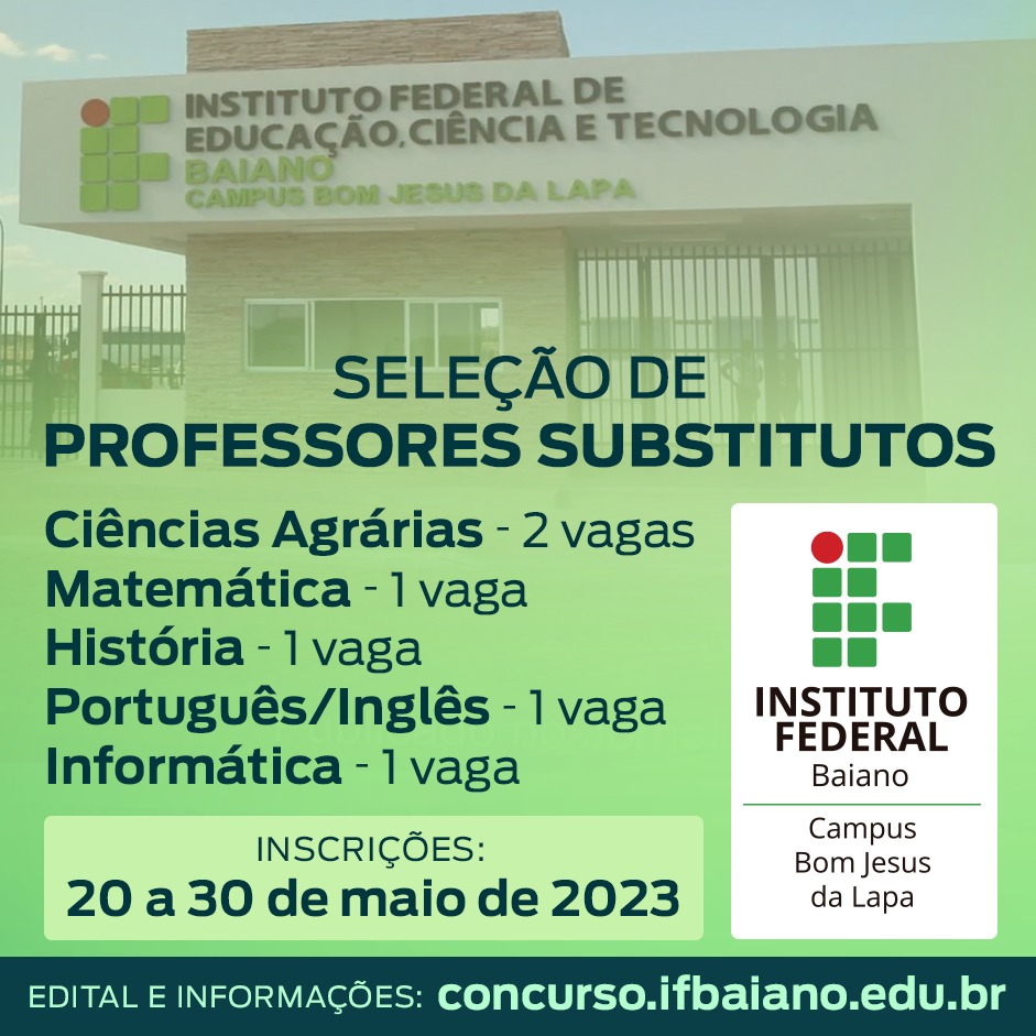 IFBA divulga edital 10/2023 para Professor Substituto