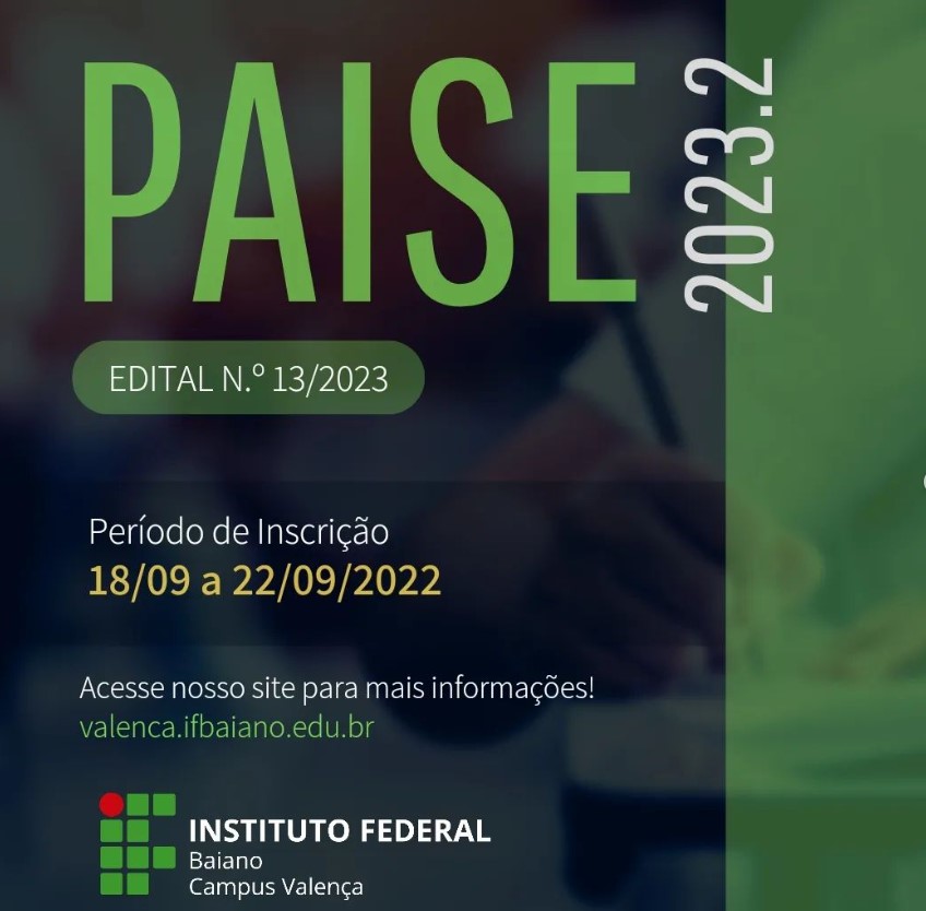 Card de divulgação do PAISE 2023.2